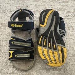 Jelly Beans Kids Strappy Hook & Loop Sport Sandals Black/Gray/Yellow US 9 R1061