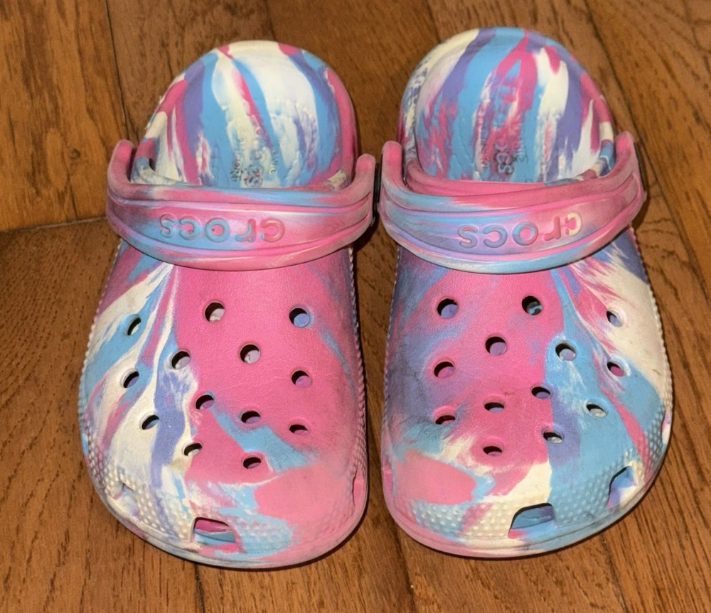 Toddler 11 C Crocs Kids‘ Classic Marbled Tie-Dye Clogs Pink