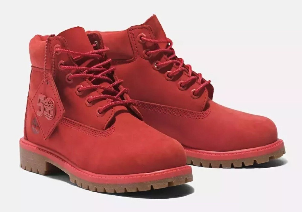 Timberland 50th Anniversary Edition Premium 6″ Red Waterproof Boot Junior Size 5