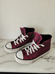 Converse Chuck Taylor All Star High Top Youth Size 3 Purple Black Sparkle