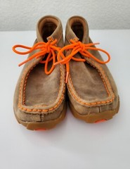 Twisted X Youth Brown Bomber with Neon Orange Driving Moccasin Casual Shoe 3.5 M