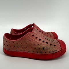 Native Jefferson Bling Glitter Slip-On Sneaker Lightweight EVA Pink Kids 12