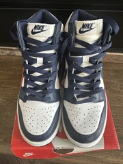 Nike Dunk High GS Sneaker White Midnight Navy Leather Unisex Kids US 6.5Y