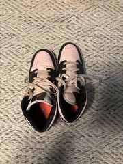 Nike Air Jordan 1 Low GS Pink Black Red White Leather Low Top Sneaker 7Y