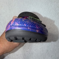 Crocs Classic Lined Clogs Kids C11 Galaxy Space Print Alien Jibbitz Black Fleece