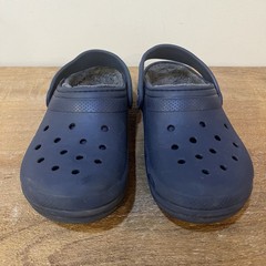 Crocs Kids J3 Cozy Lined Clogs Navy Blue Fleece Fall Winter Slip On Shoes Youth