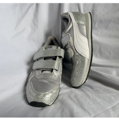 PUMA St Runner V2 Glitz Kids Low Top Hook & Loop Sneakers Silver/Gray US 12.5