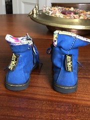 DR MARTENS BLUE CANVAS Clover Fold Down BOOTS Us 9 UK 12 YOUTH AIR WALK