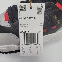 Adidas Drop Step Children’s US 11.5K Sneakers GX6517 Black Grey Red NEW with Box