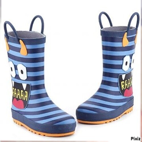 KomForme Kids Girl Boy Rain Boots, Waterproof Rubber Printed Handles SIZE 1