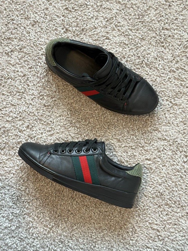 Gucci Ice Trainers Leather Kids Black Plain Shoes Like A New
