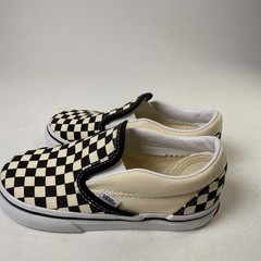 VANS Little Kids Checkerboard Canvas Slip Ons Size 9 B&W NWOB