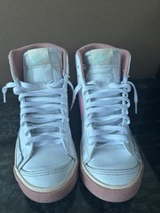 Nike Capri 3 Mid Top Leather Sneakers White/Pink US 5Y EU 37.5 Lace Up