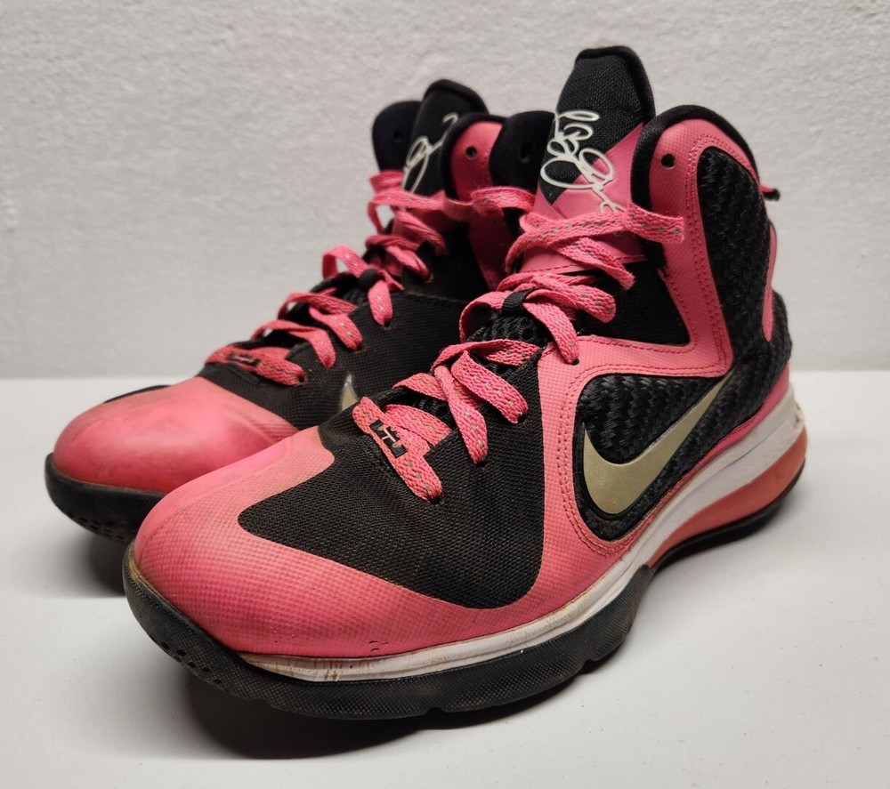 Nike Zoom Lebron James 9 GS Laser Pink Black Basketball Shoes 472664-600 Sz 6.5Y