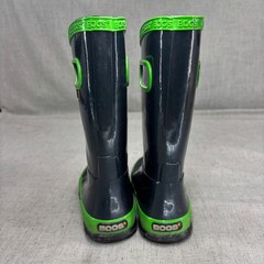 Bogs Kids Rainboot Solid Blue Green Waterproof Rubber Boots Outdoors Size 11