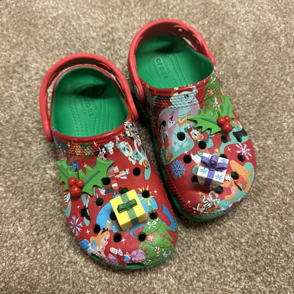 Disney Iconic Christmas Crocs Clogs Mickey & Friends Holiday Presents Child 12
