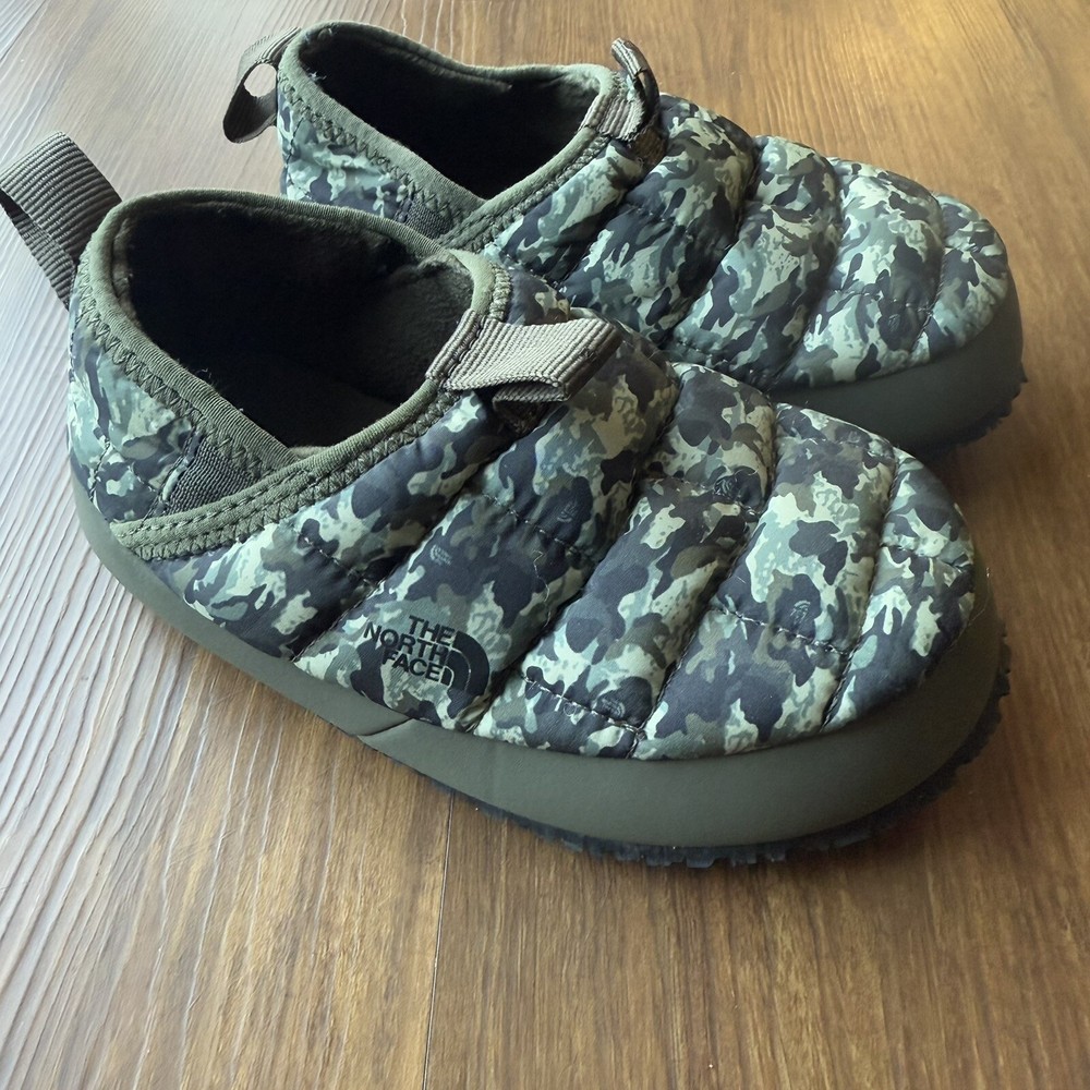North Face Slippers Boys 11 Traction Mule ThermoBall Puffer Camo Camouflage Army