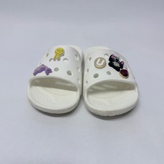Crocs Classic Slide White Sandals J2 Disney Stitch Jibbitz Charms Kids Shoes