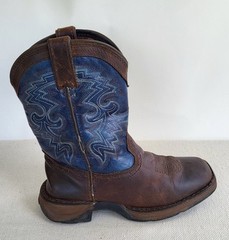Durango Kids Lil Rebel Blue Brown Square Toe Western Cowboy Boots Sz 13M DWBT052