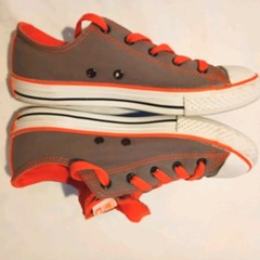Junior Youth Size 4 Converse All Star Sneakers Brown Orange Double Tongue