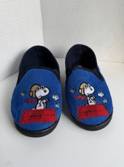 Vintage Peanuts Slippers Snoopy Red Barron Youth/Toddler Size 7/8 Hard Sole Blue