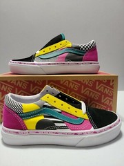 Vans Old Skool Otw Disarray Black/Multi Color Athletic Sneakers Kids US Size 2
