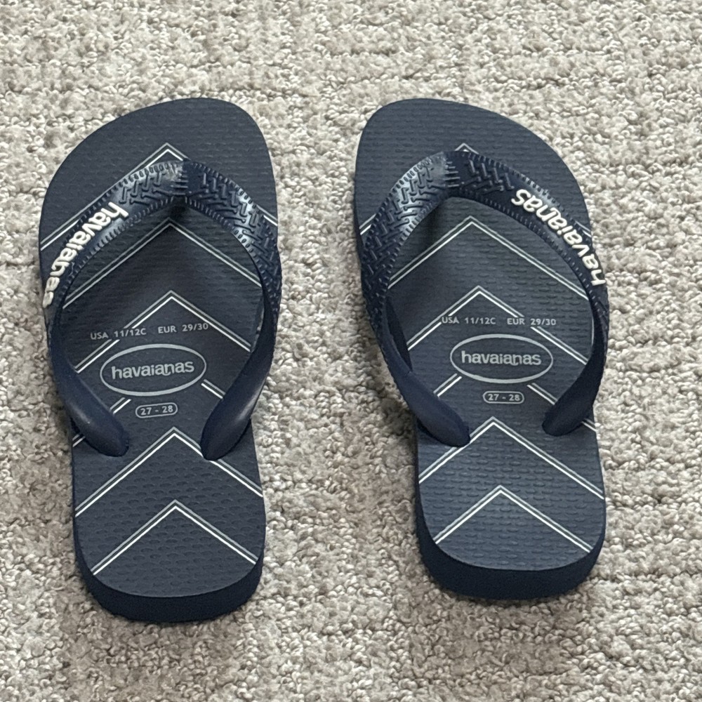 Havaianas Kids Top Modern Stripes flip flops in navy blue Size 11/12
