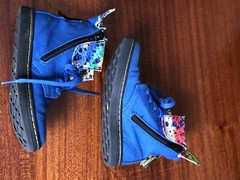 DR MARTENS BLUE CANVAS Clover Fold Down BOOTS Us 9 UK 12 YOUTH AIR WALK