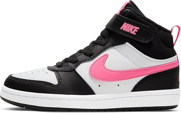 Size 8C – Nike Court Borough Mid Youth Black Pink CD7783-005 NEW With Box