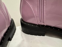 Pink/Lavender Studded Ankle Booties with Lace Up and Side Zip