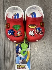 Crocs Red Sonic The Hedgehog Classic Clog Sega Size C5 Kids Boys Girls New