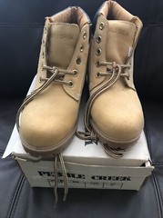 pebble creek construction Tan Leather boots Kids Size 3