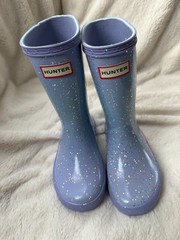 NWD $85 Hunter Little Kid First Classic Giant Glitter Blue/Purple US11/UK10/EU28