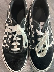 Vans Lace Up Black/White Checkerboard Skate Shoes Sneakers – Kids Youth Size 5.5