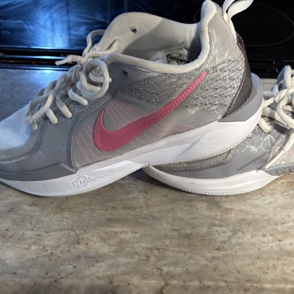 Nike Sabrinas Kids Mesh Sneakers Gray Pink White 5.5Y EUR 38 Low Top