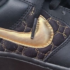 NIKE Air Force 1 Low Top Black Holographic Gold Heat Vintage Sneakers 4Y = 6 Wom
