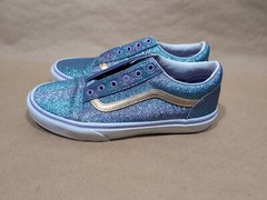 Vans Old Skool Juniors 6.5 Ombre Glitter, New Without Laces, Purple Blue Gold