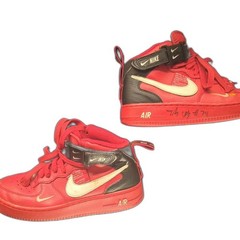 Nike Air Force 1 University Red Signed Shoe Youth Size 6.5Y