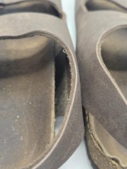 Birkenstock Sandals Shoes Mens Size 6 Womens 8 Brown Milano Leather Damage Strap
