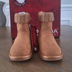 Canada Weather Gear Brown Suede Bootie Unisex Kids 13 Knit Cuff Zipper Water Re…