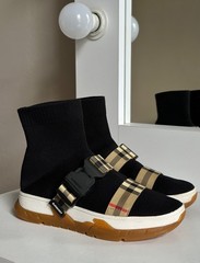 Burberry Kids Check Sock Sneakers Black EU 34 Authentic