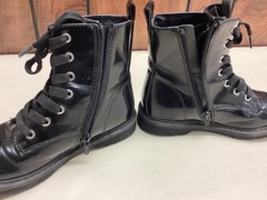 Thereabouts Boots Kids Size 13 Black Combat Ankle Lace Up Zip Patent Fall