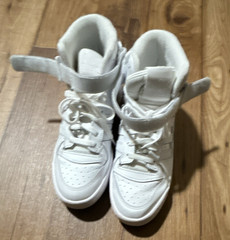 adidas Forum Mid White Leather Mid Top Strap Lace-Up Sneaker us 7 FY1275