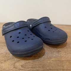 Crocs Kids J3 Cozy Lined Clogs Navy Blue Fleece Fall Winter Slip On Shoes Youth