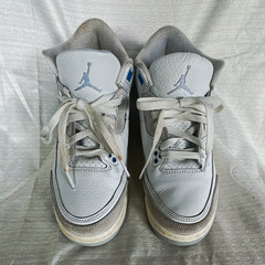 Jordan Air Jordan 3 White/Blue/Gray 6.5Y Leather Low Top Lace-Up Sneaker