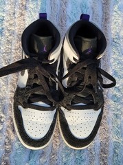 Jordan Air Jordan BQ6932-105 2Y Black White Purple Mid Top Sneakers Leather