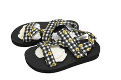 Old Navy A Tech Strappy Sandals Womens Size 7 Black White Gingham Floral Casual