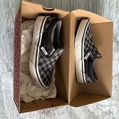 Vans Classic Core Checkerboard Slip-On Shoes VN000ZBUEO0 Kids 12 Black Pewter