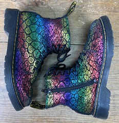 Dr Martens 1460 Pascal J Black Rainbow Metallic Boots YOUTH SIZE 3 Suede Upper