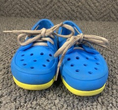 Crocs Toddler C10 Kids Blue Unisex Beach Line Lace Up Water Boat Shoes Loafers
